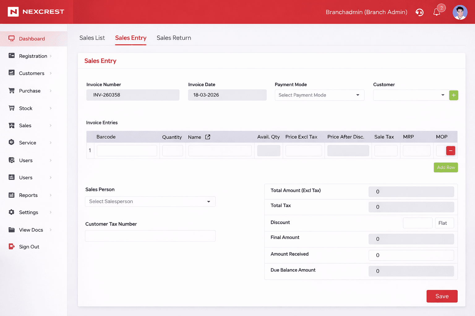 Sales Entry